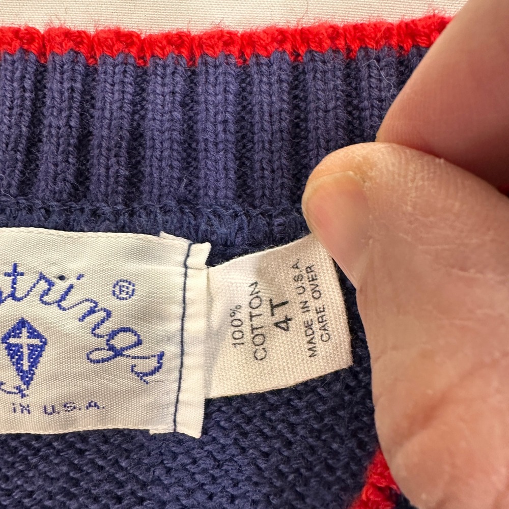 Kitestrings Teddy Bear Cardigan Kids 4T Navy Blue Intarsia Knit |‎ Grandmacore - Picture 4 of 5